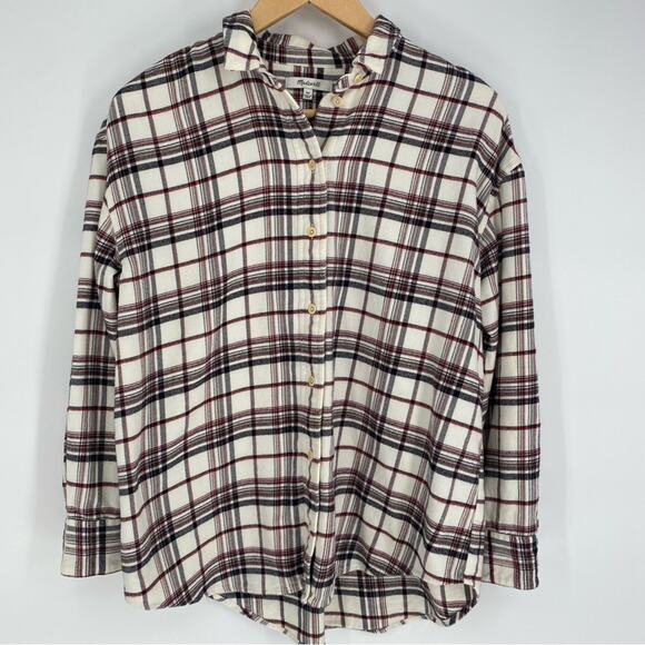 Madewell Women Shirt Flannel Relaxed Straight-Hem Button-Up Plaid Oversized XS - Picture 2 of 8